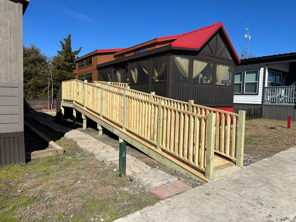 Deck with a ramp